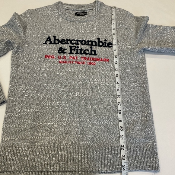 Abercrombie & Fitch Embroidered Logo Crew Neck Pullover Sweater Size XSmall Grey - Picture 10 of 14